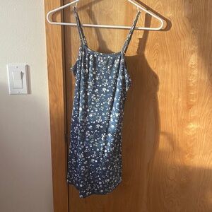 Juniors Girl Floral Blue Slip Dress